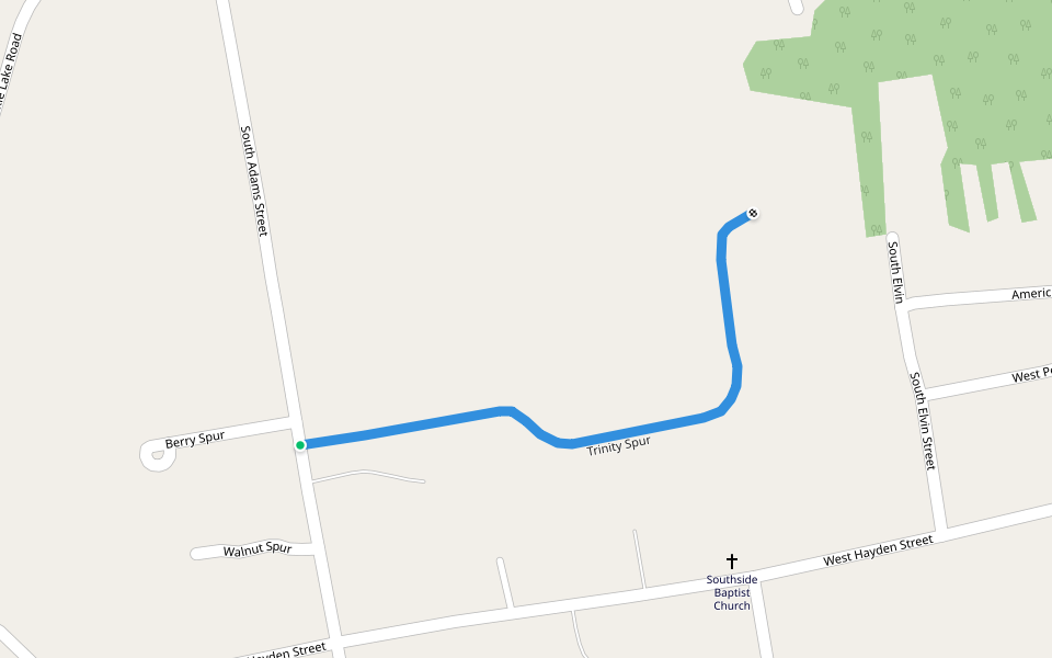 Trinity Spur walking route map in Carthage