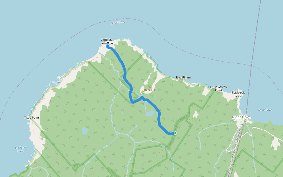 Cape St. Lawrence trail walking route map in Pleasant Bay