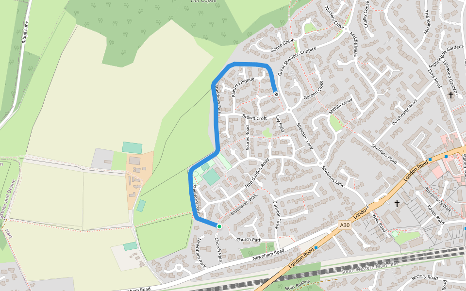 Sheldon's Path walking route map in Hook