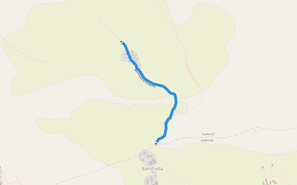 Banthada to Chilpara walking route map in Lawan