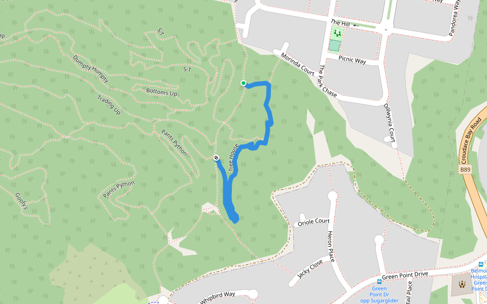 Tree House walking route map in Valentine