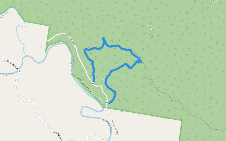 Cliff Face Track walking route map in Dewitt