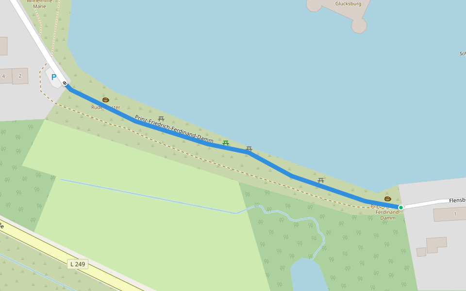 Prinz-Friedrich-Ferdinand-Damm walking route map in Glücksburg (Ostsee)