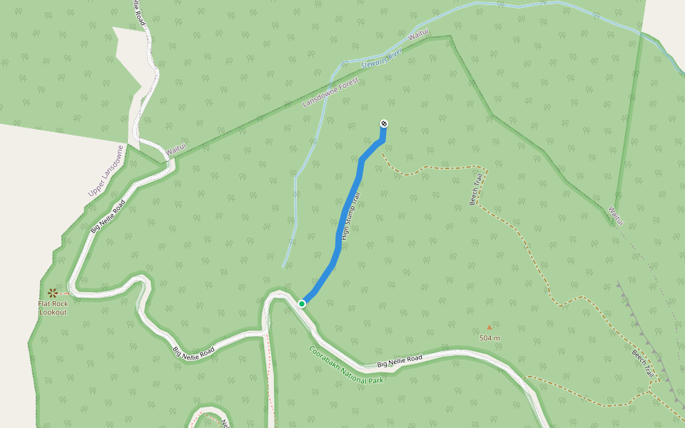 High Stump Trail walking route map in Lansdowne Forest