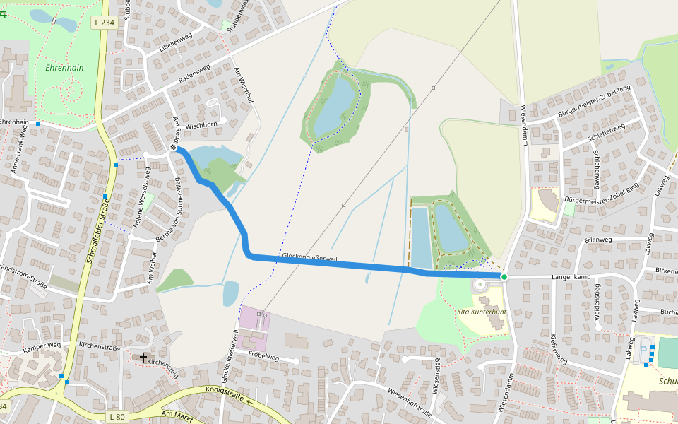 Glockengießerwall walking route map in Kaltenkirchen