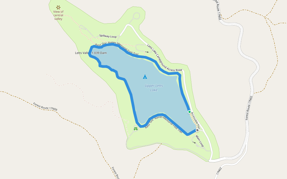 Basil 'Doc' Raines Memorial Foot Trail walking route map in Stonyford