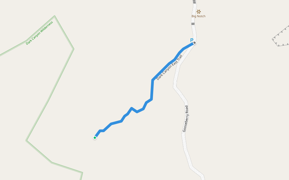 Dark Canyon East Trail walking route map in Monticello