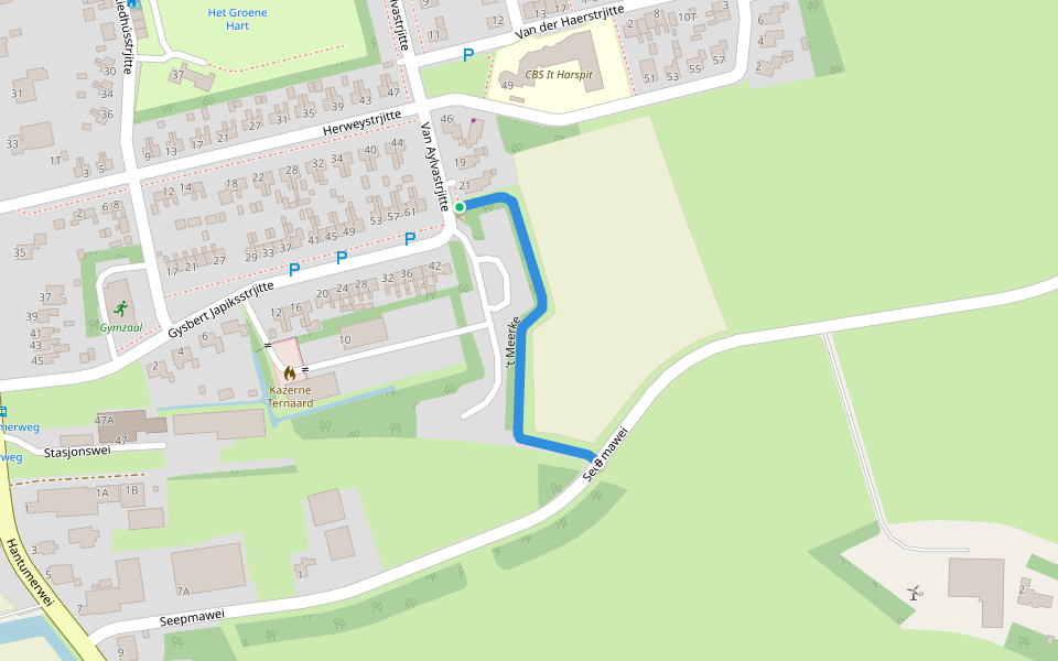 't Meerke walking route map in Ternaard