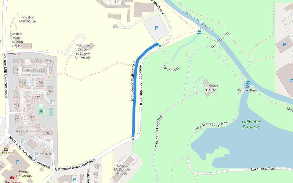 Tom Gordon Walking Path walking route map in Decatur