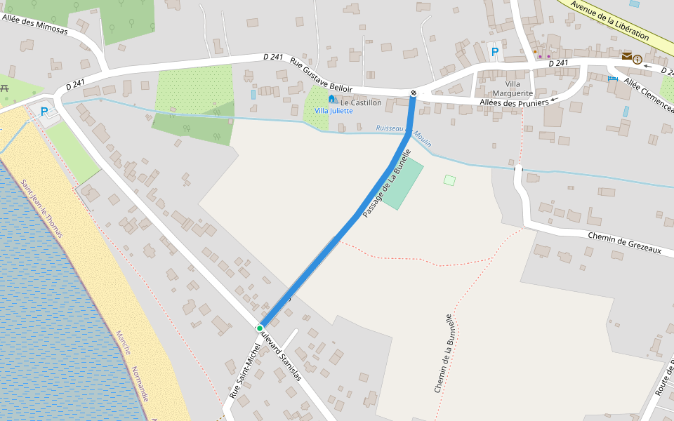 Passage de La Bunelle walking route map in Saint-Jean-le-Thomas