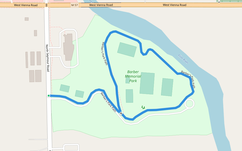 Barber's Park Path walking route map in Montrose