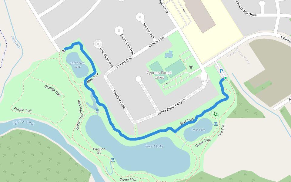 Blue Trail walking route map in Spring