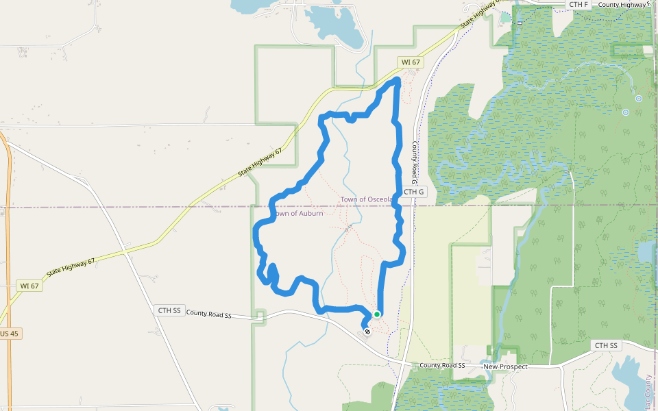 Zillmer Trail - Yellow walking route map in Campbellsport