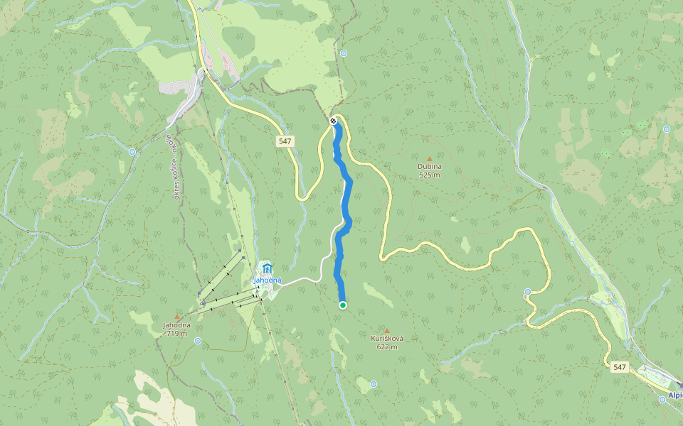 Jahoda walking route map in Košice