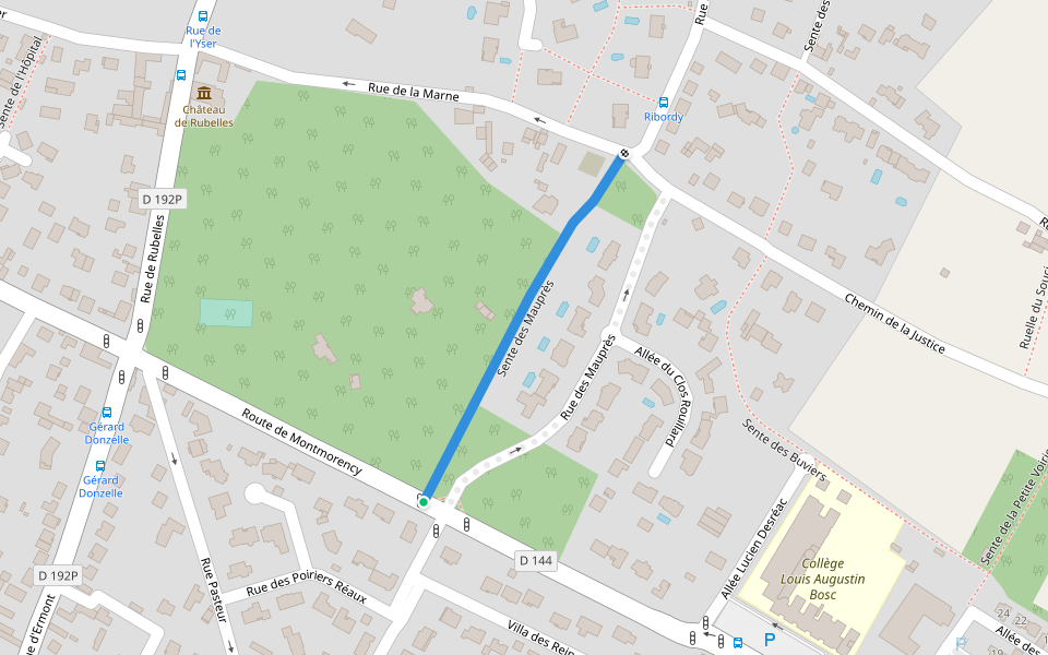 Sente des Mauprès walking route map in Saint-Prix