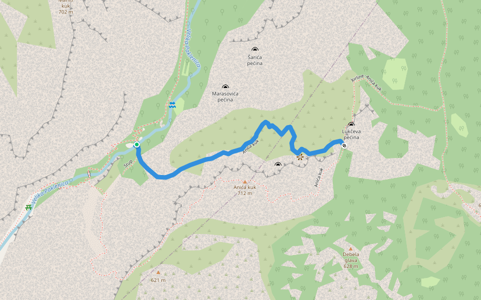 Anića luka - Anića kuk walking route map in Starigrad
