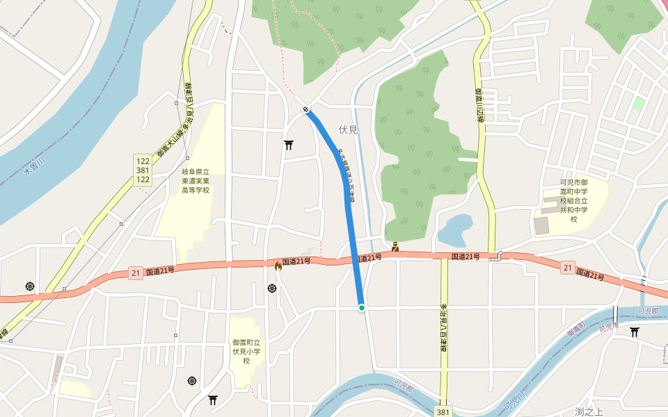 名古屋鉄道八百津線 walking route map in Mitake
