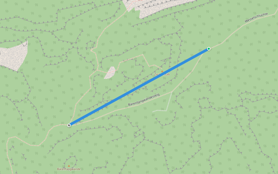 Bärenfangwändesteig walking route map in Bad Schandau