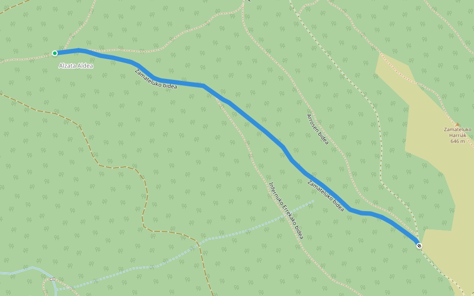 Zamateluko bidea walking route map in Etxalar