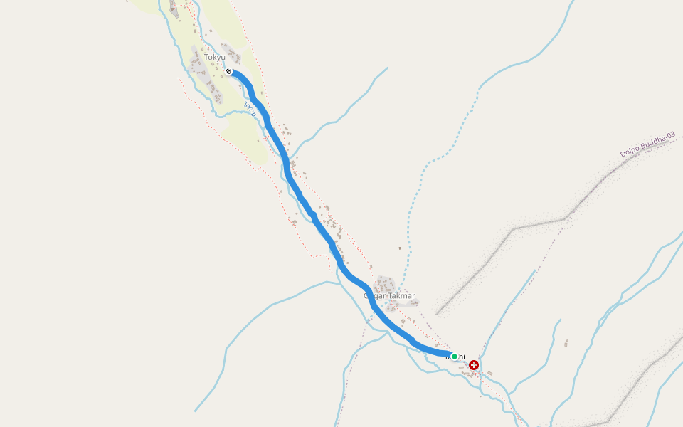 Takshi to Tokyu walking route map in Dho