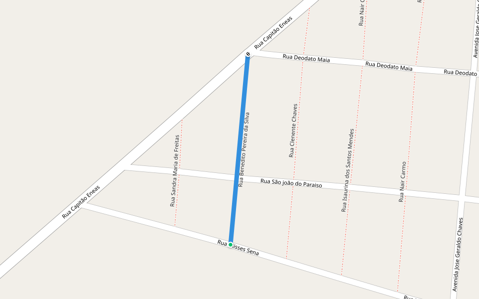 Rua Benedito Pereira da Silva walking route map in Rio Pardo de Minas