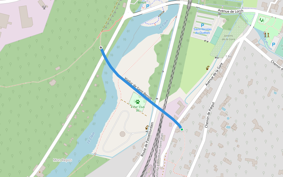 Viaduc de Saint-Benoît walking route map in Saint-Benoît