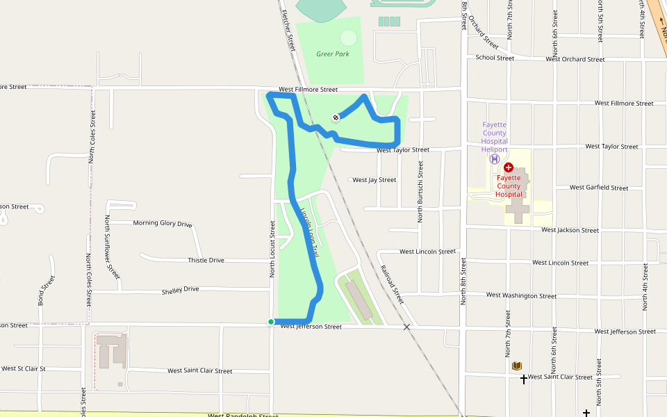 Lincoln Loop Trail walking route map in Vandalia