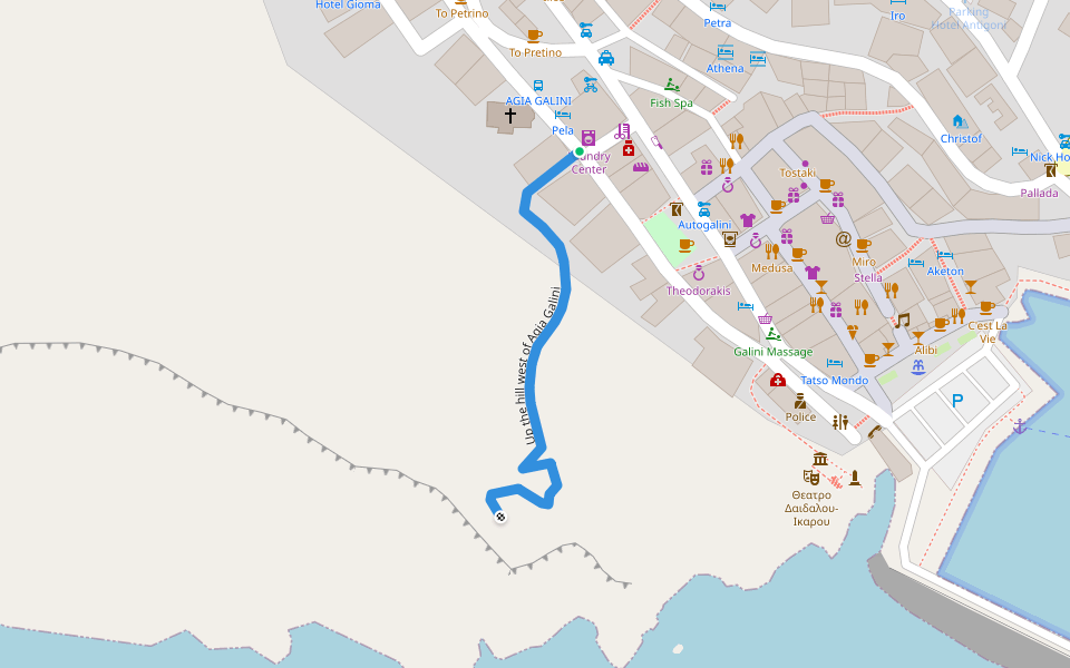 Up the hill west of Agia Galini walking route map in Agia Galini