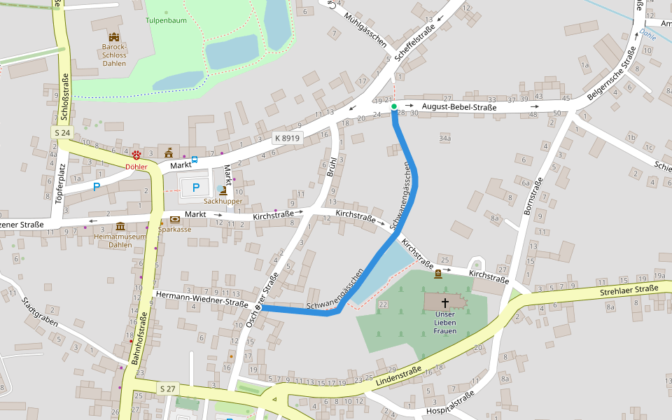 Schwanengässchen walking route map in Dahlen