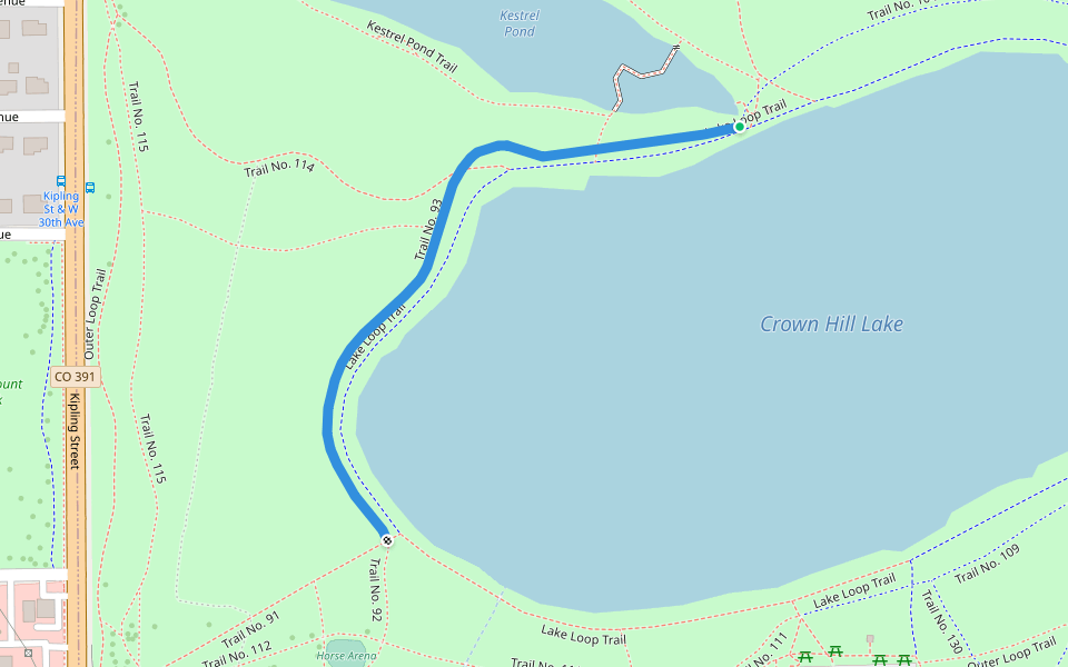 Trail No. 93 walking route map in Lakewood