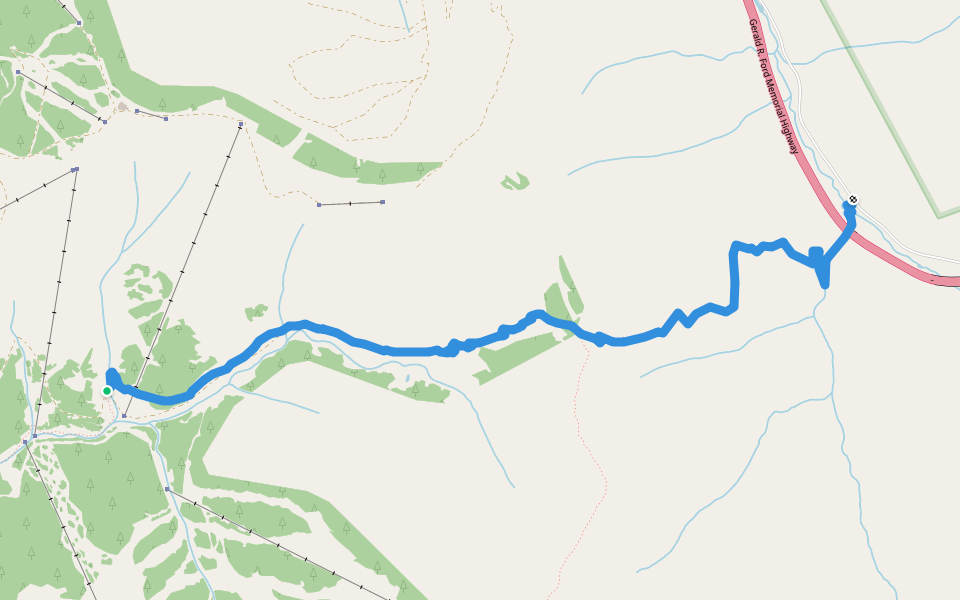 Two Elk Trail walking route map in Vail