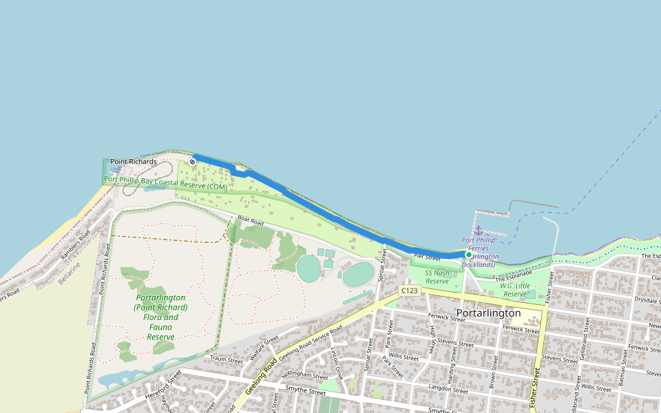 Beach Parade walking route map in Portarlington