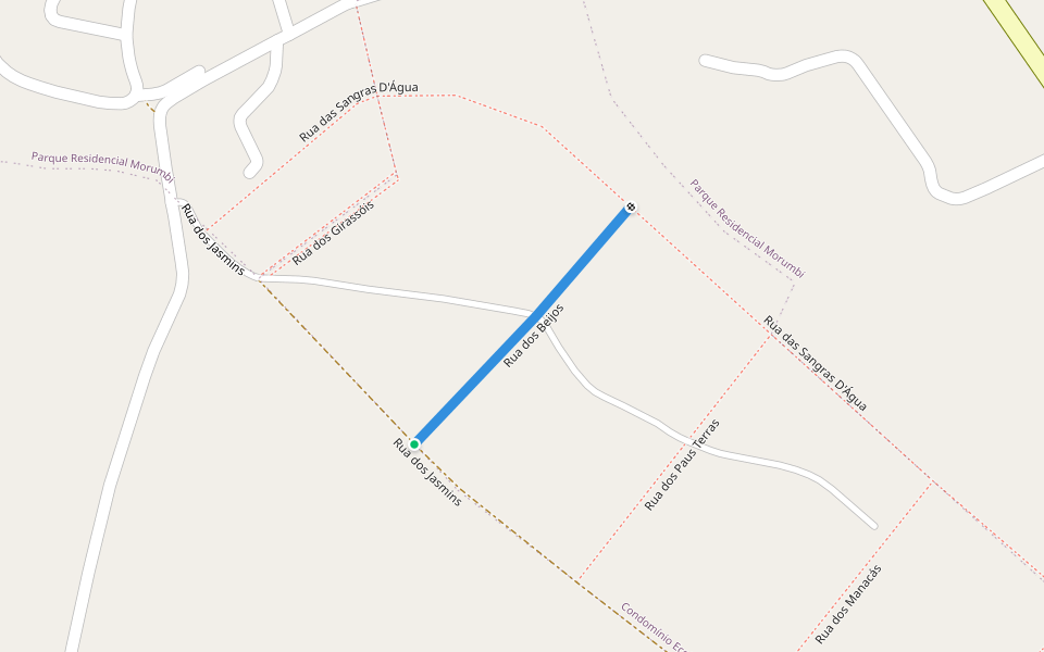 Rua dos Beijos walking route map in Senador Canedo