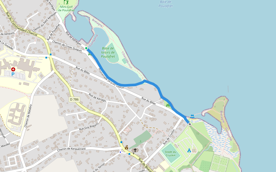 Promenade Jacques Saleun walking route map in Paimpol