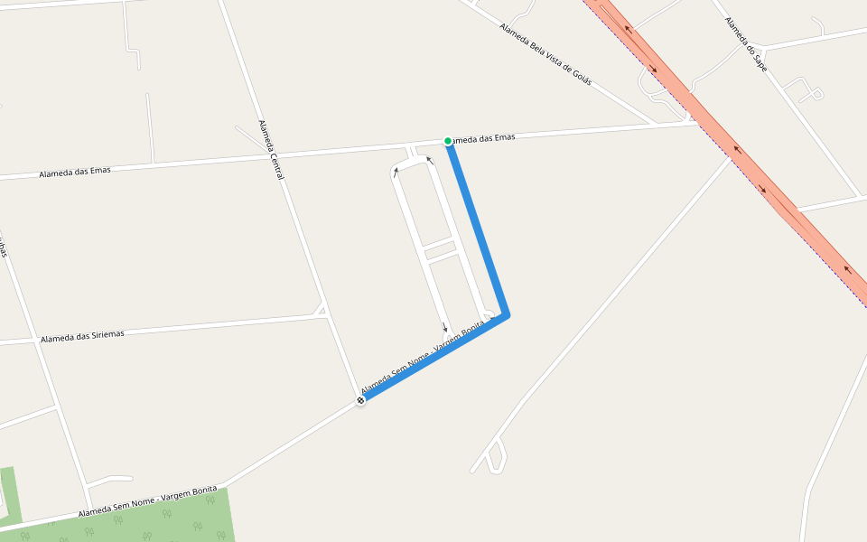 Alameda Sem Nome - Vargem Bonita walking route map in Senador Canedo