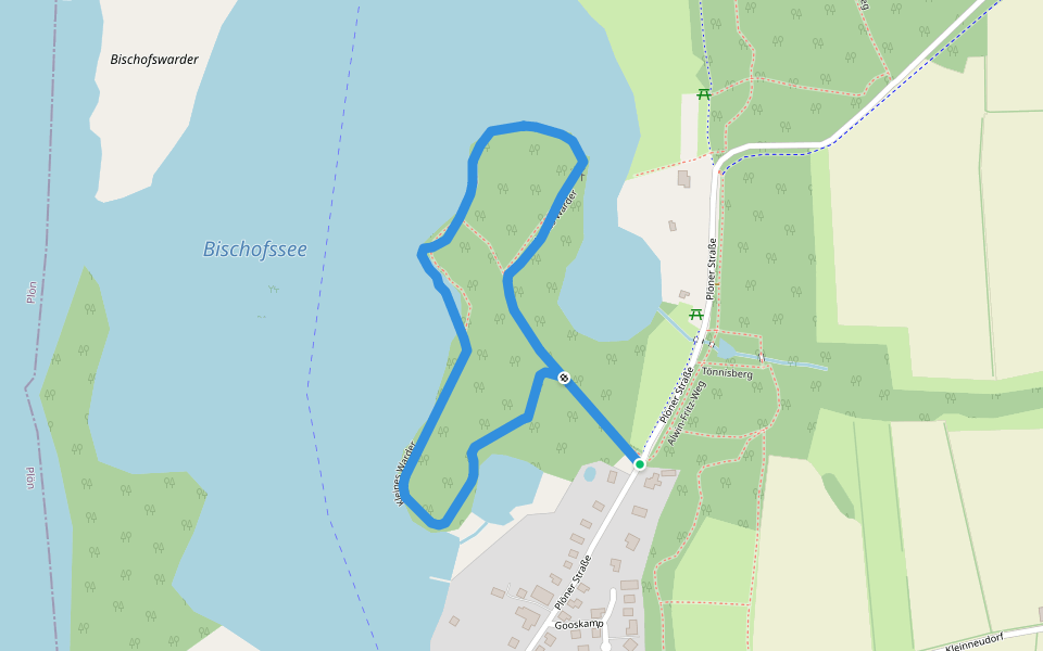 Kleines Warder walking route map in Bosau