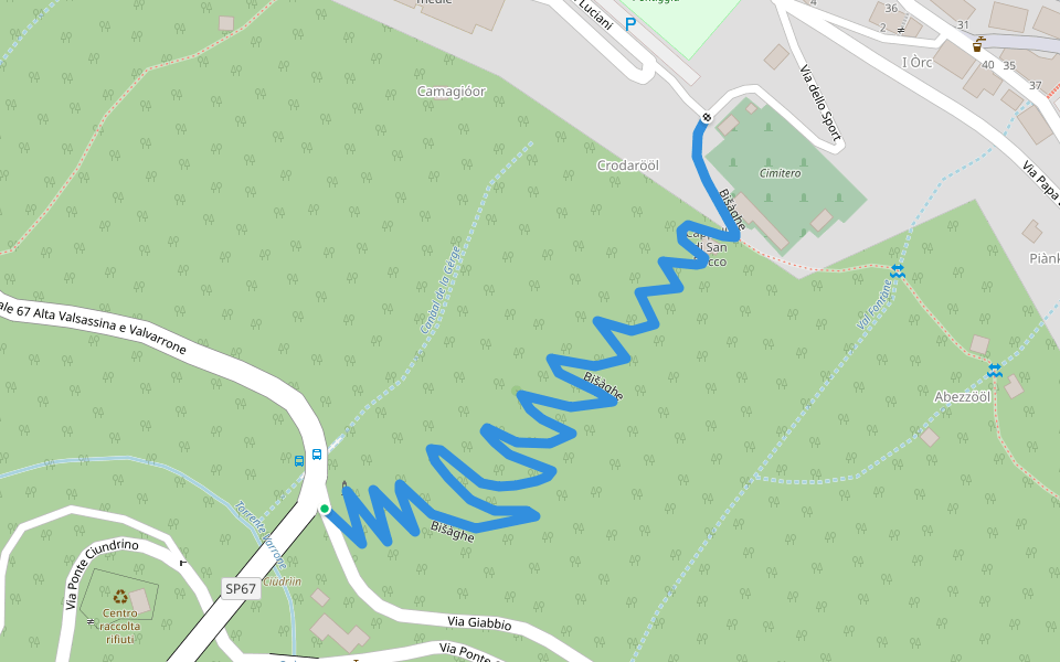 Bišàghe walking route map in Premana