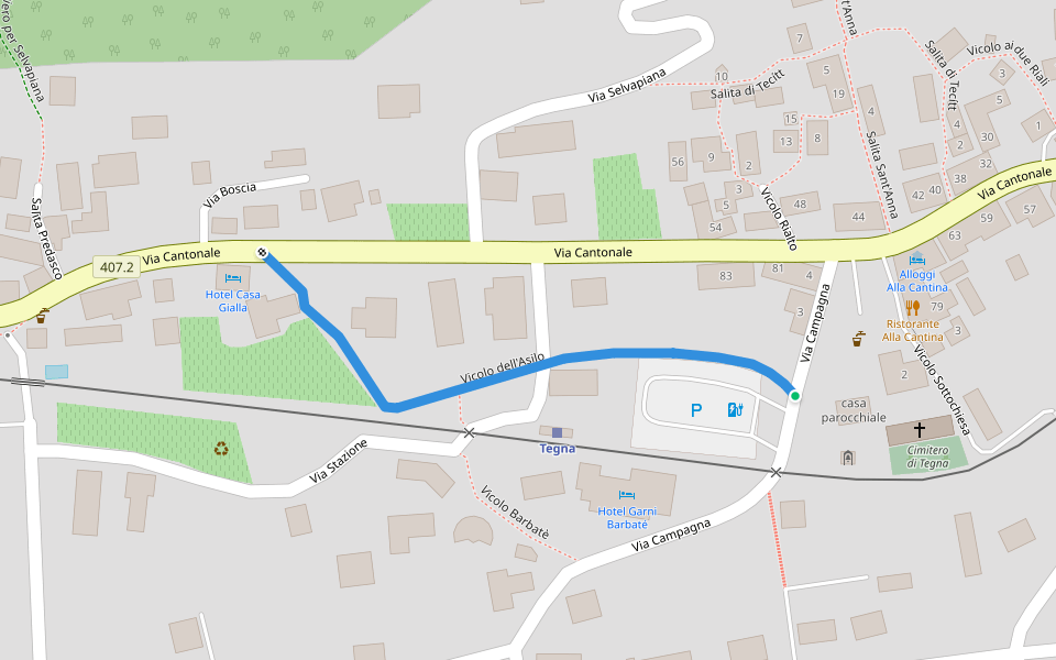 Vicolo dell'Asilo walking route map in Terre di Pedemonte