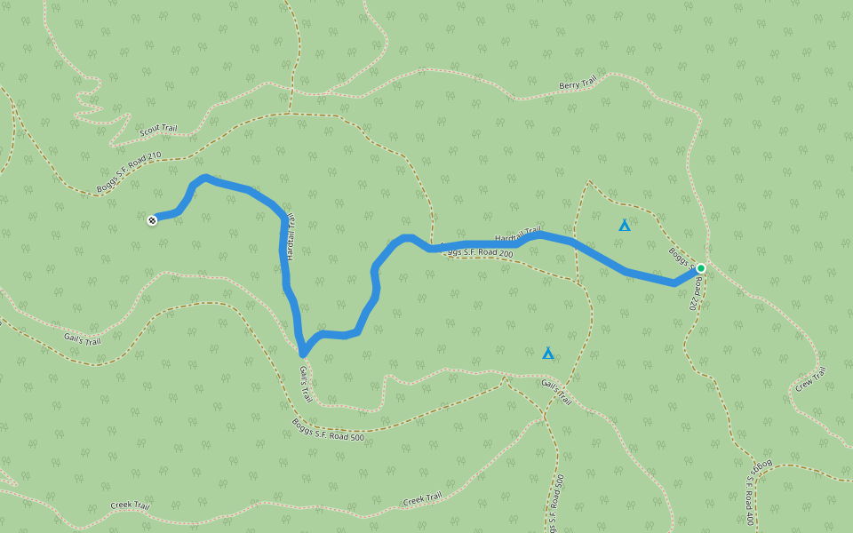Hardtail Trail walking route map in Middletown
