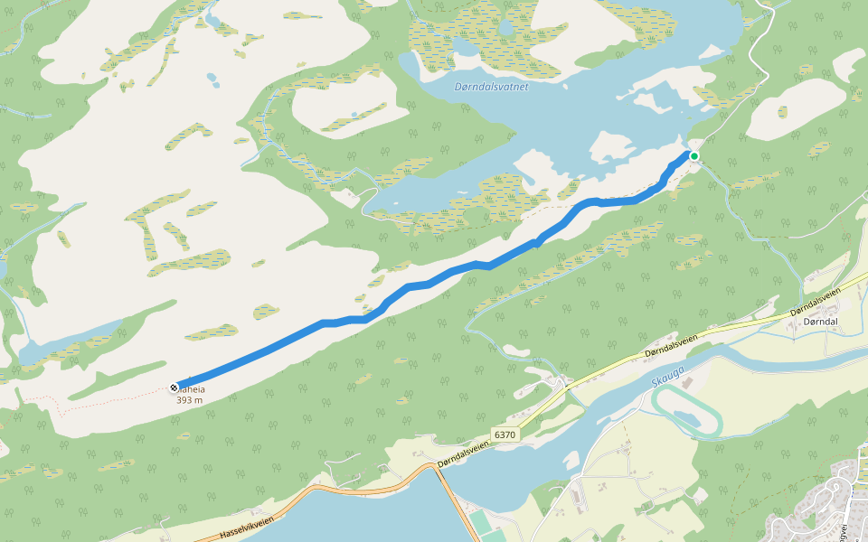 Blåheia walking route map in Rissa