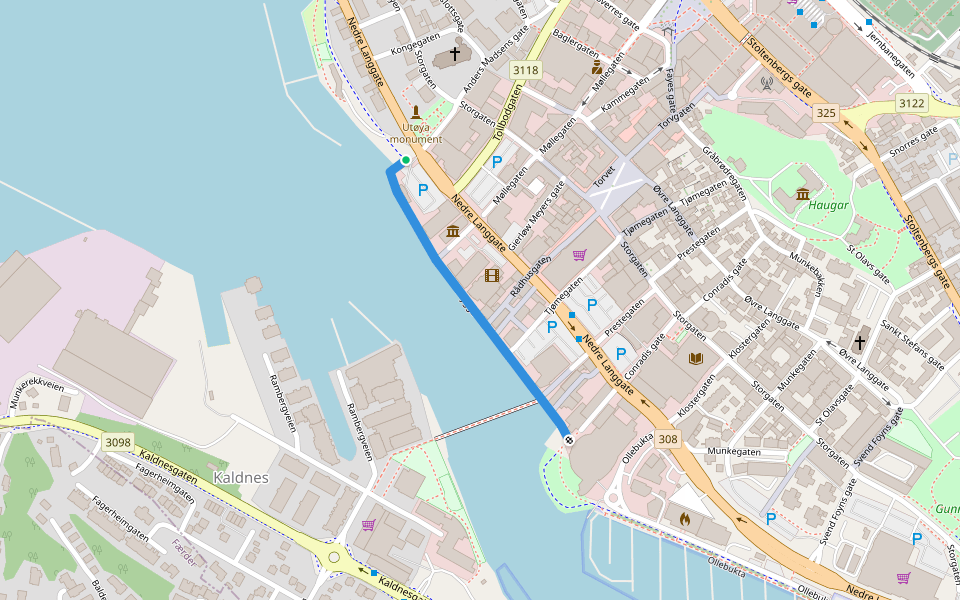 Brygga walking route map in Hvarnes