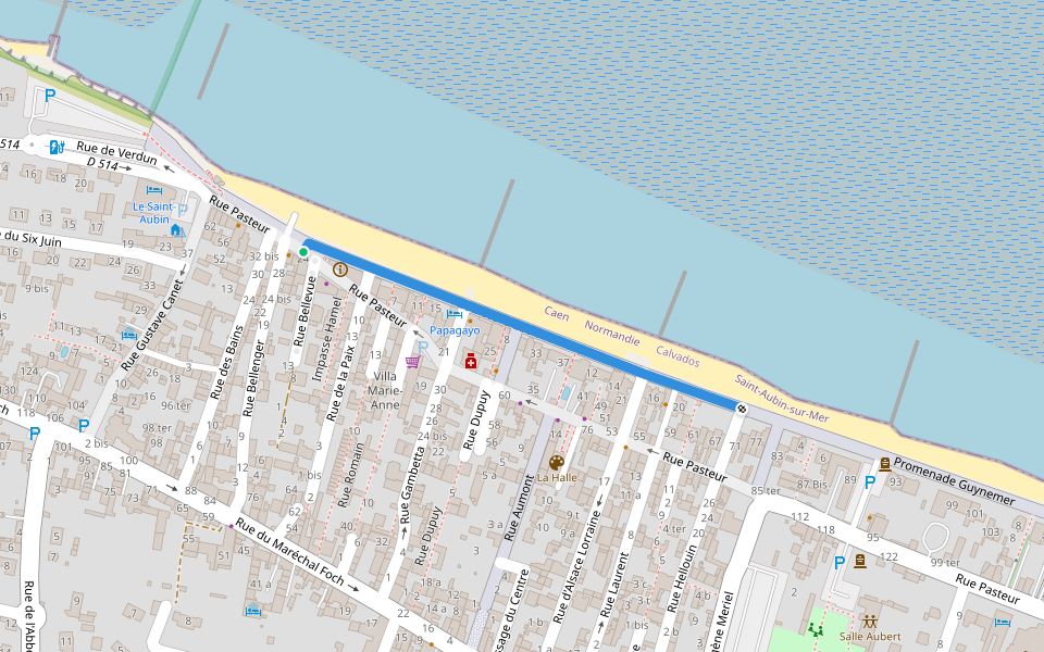 Boulevard Léon Favreau walking route map in Saint-Aubin-sur-Mer