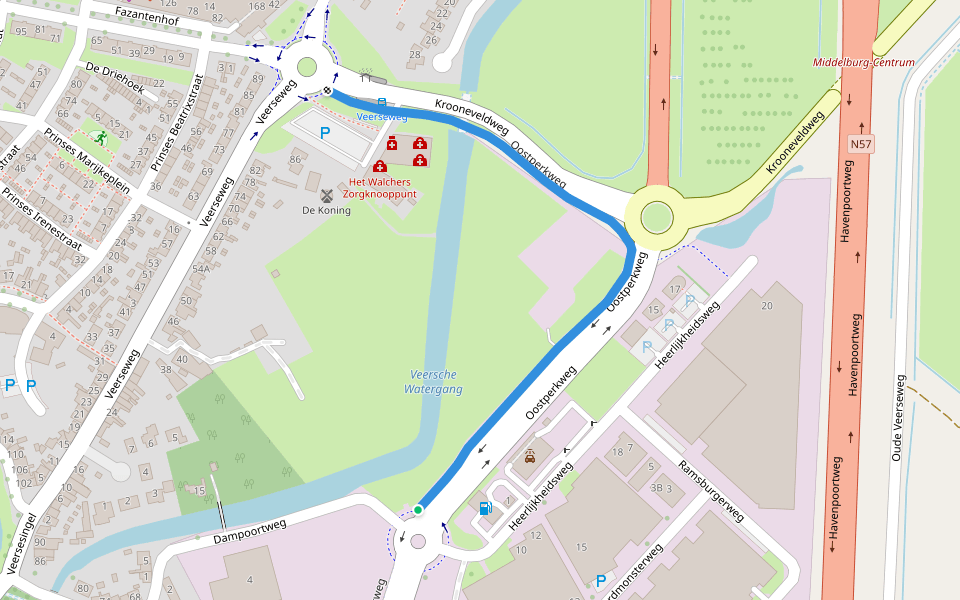 Oostperkweg walking route map in Middelburg