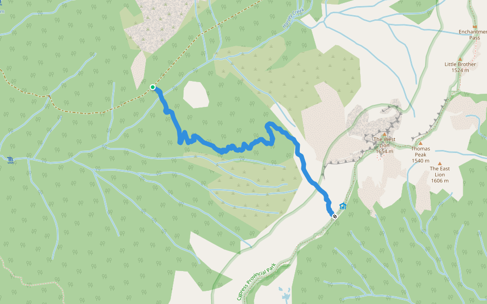 Binkert Trail (The Lions) walking route map in Lions Bay