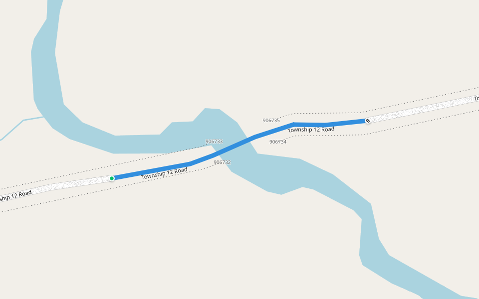 Township 12 Road walking route map in Bright