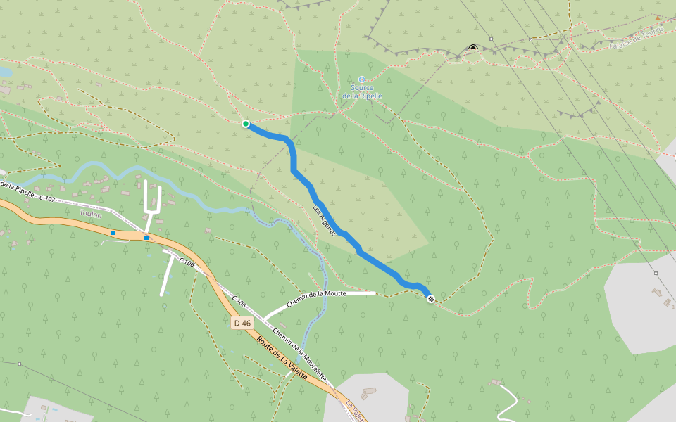 Les Argériès walking route map in Le Revest-les-Eaux