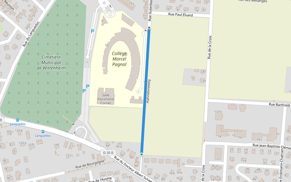 Hahnebineweg walking route map in Wittenheim