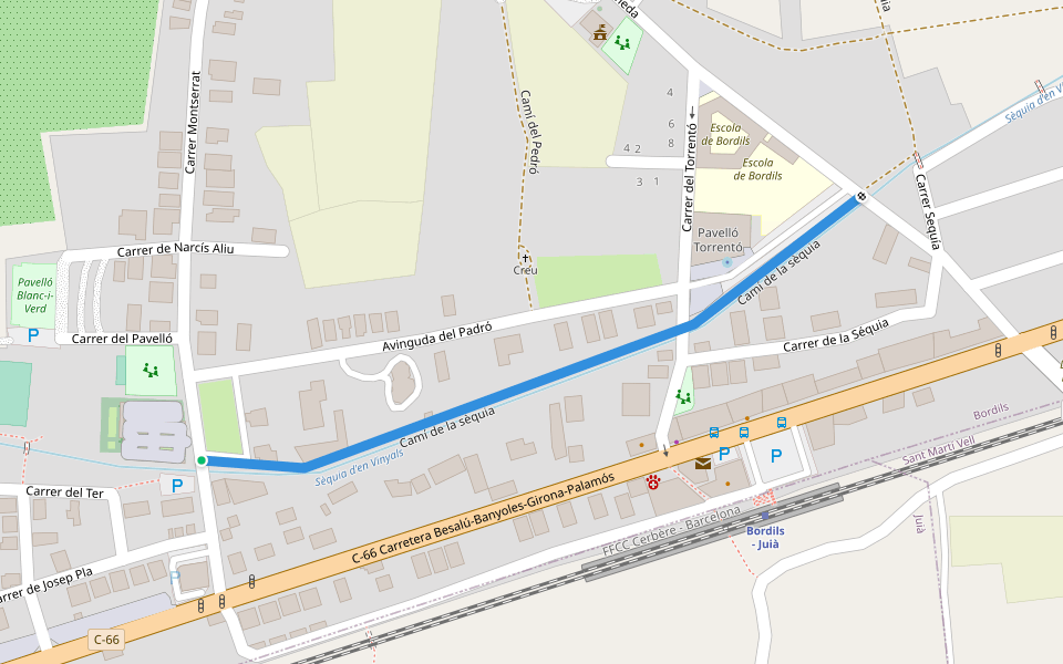 Camí de la sèquia walking route map in Bordils