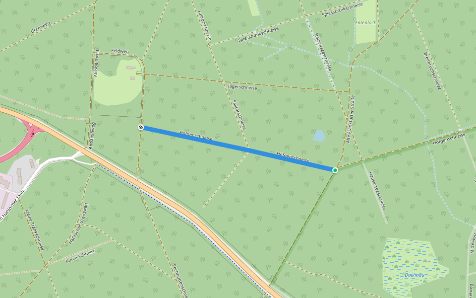 Höfgenschneise walking route map in Rüsselsheim am Main