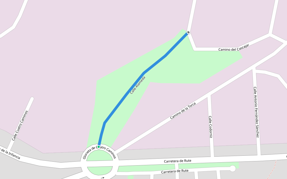 Calle Alameda walking route map in Lucena